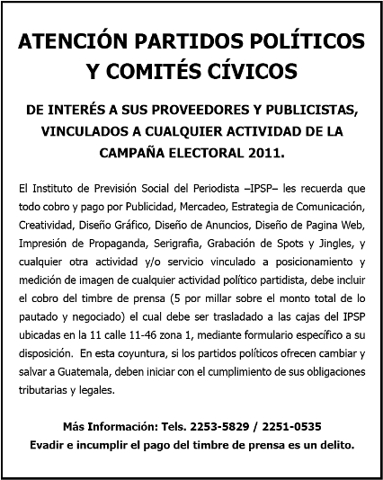 Timbre de Prensa IPSP - Comunicado periodico mayo 2011
