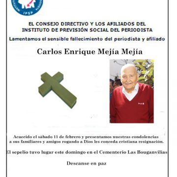 IPSP Lamenta fallecimiento de Carlos Enrique Mejía Mejía