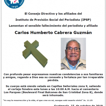 Nota de Duelo: Carlos Humberto Cabrera Guzmán