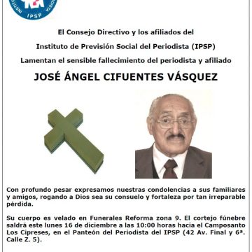 Nota de Duelo: José Ángel Cifuentes Vásquez